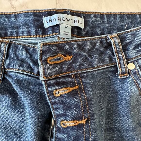 And Now This Straight Denim Womens Jeans 32 frayed button fly cropped - Picture 2 of 10